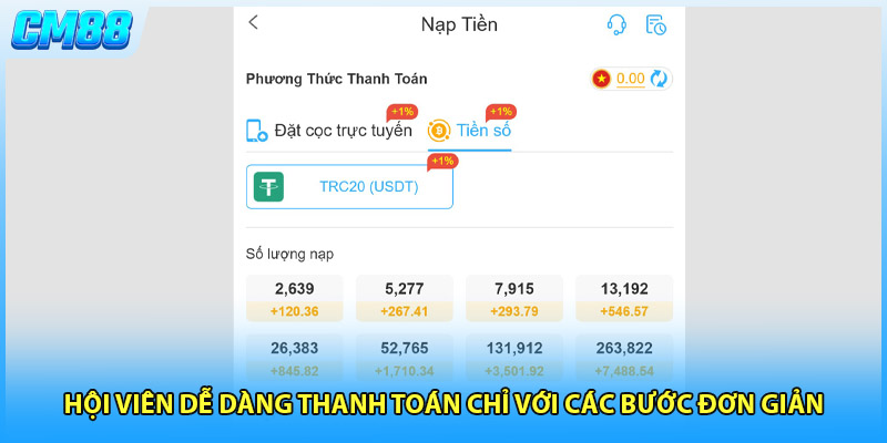 Hội viên dễ dàng thanh toán chỉ với các bước đơn giản 